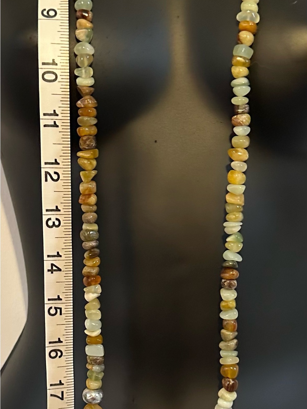 Multi-Strand Green and Earth Tone Beaded  Stone Necklace approx 44” - Picture 9 of 12